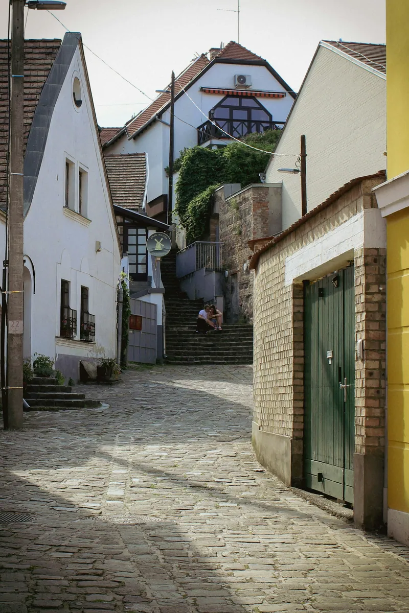 En smal kullerstensgränd i Szentendre